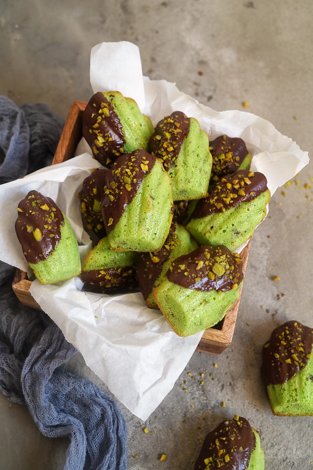Easy Pistachio & Pandan Madeleines | Bake to the roots