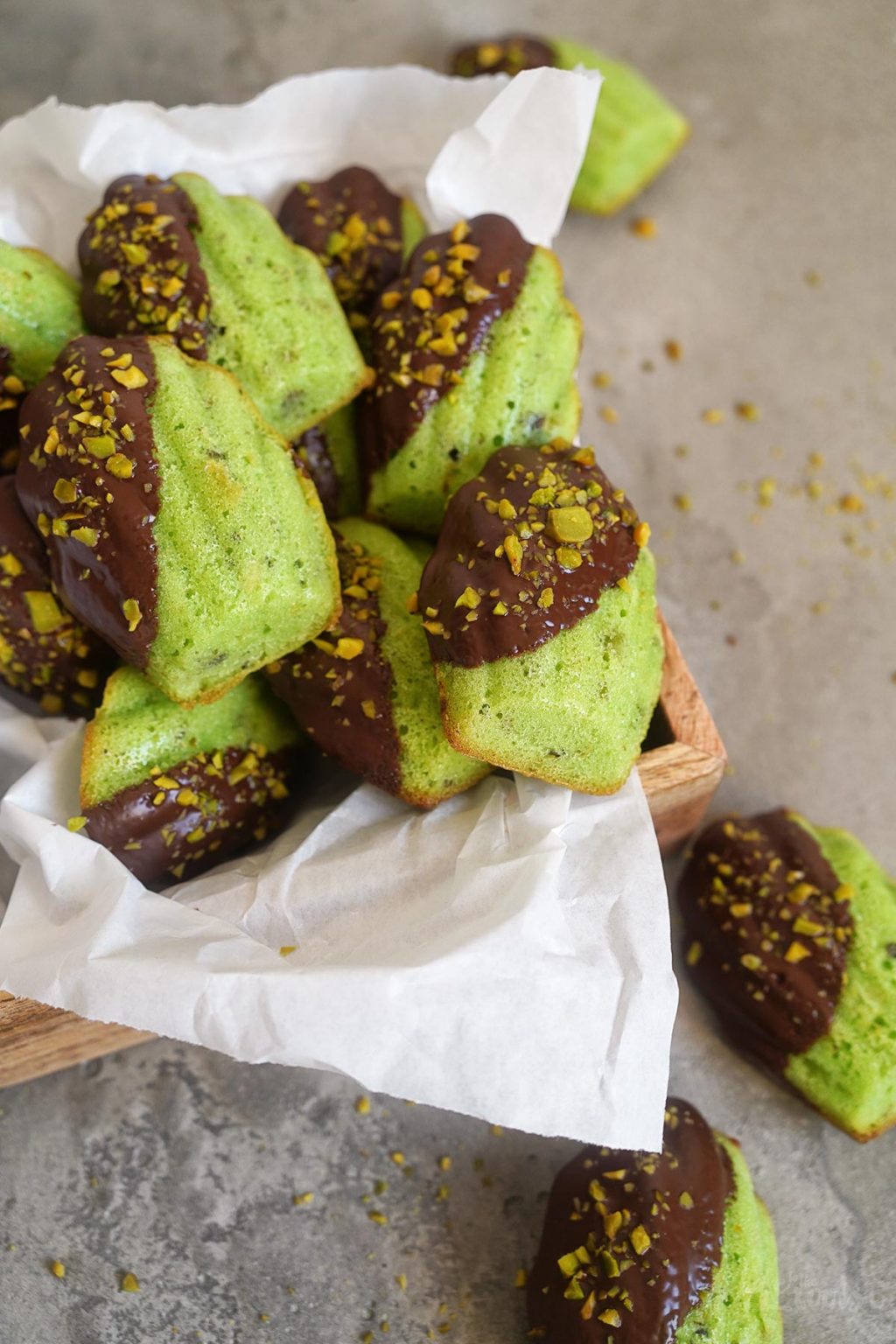 Easy Pistachio &amp; Pandan Madeleines | Bake to the roots