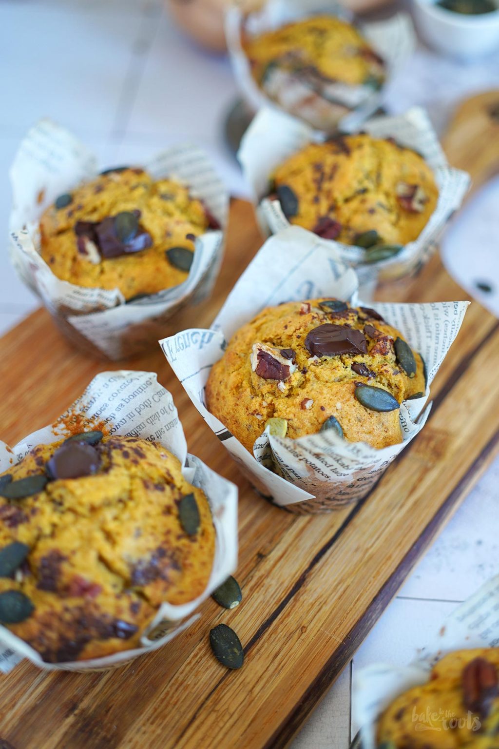 Einfache Muffins mit Kürbis, Schokolade &amp; Pekannüssen | BTTR
