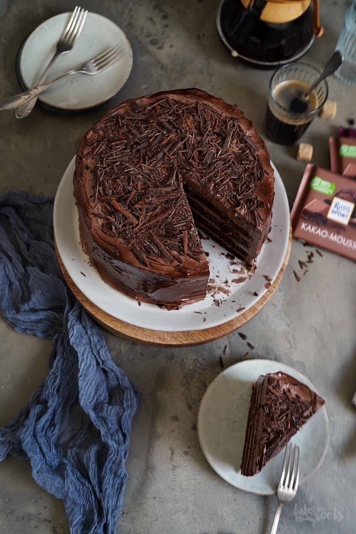 Coffee Cocoa Mousse Chocolate Cake | Bake to the roots