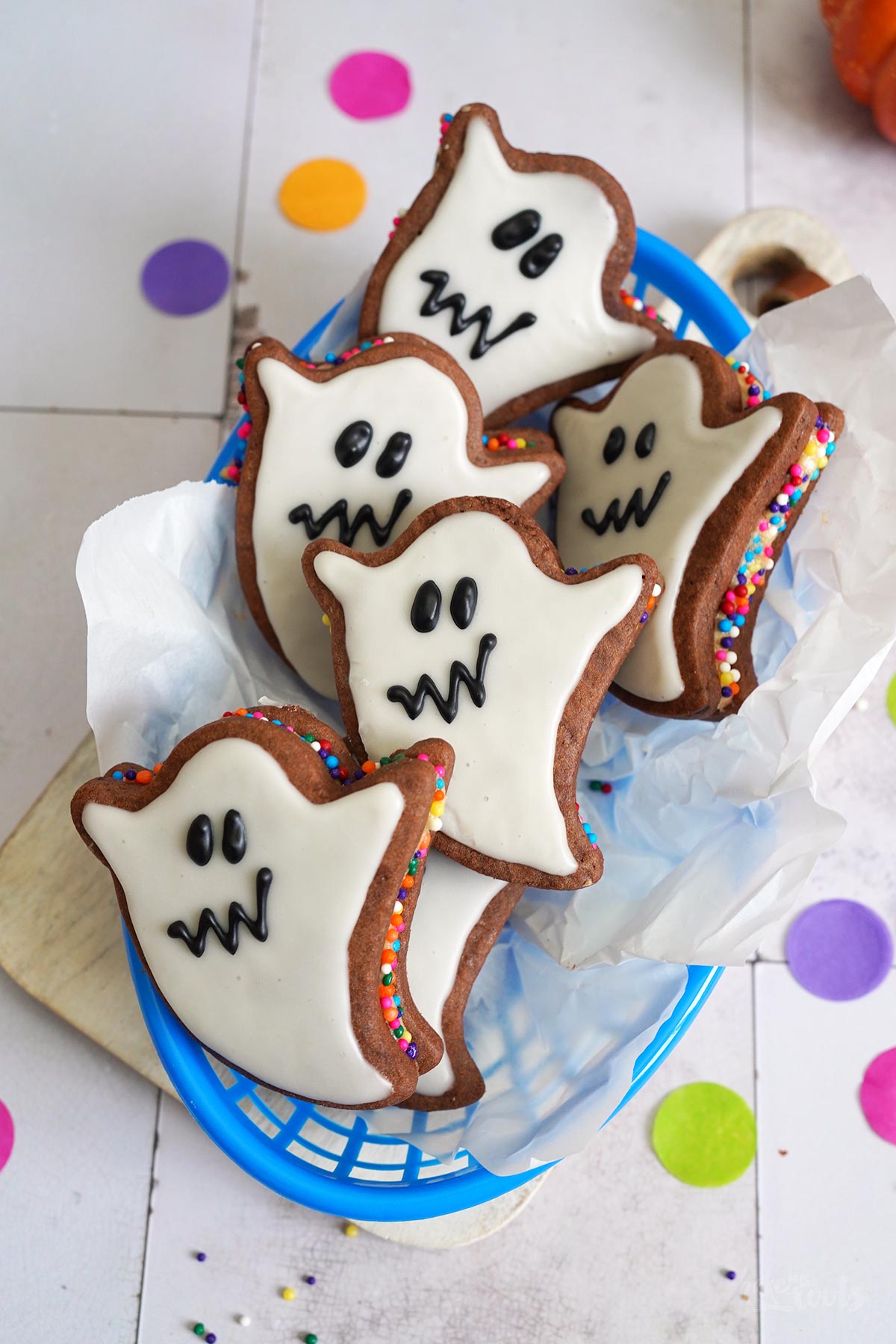 Halloween Ghost PB&J Sandwich Cookies | Bake to the roots