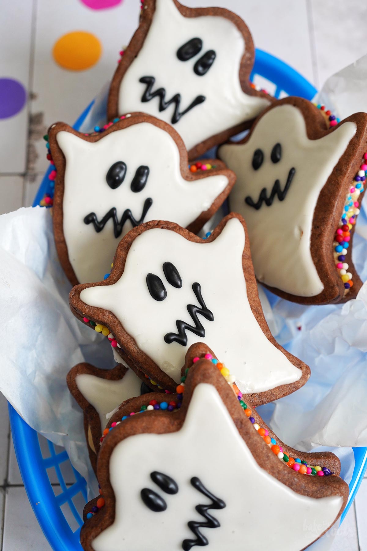 Halloween Ghost PB&J Sandwich Cookies | Bake to the roots