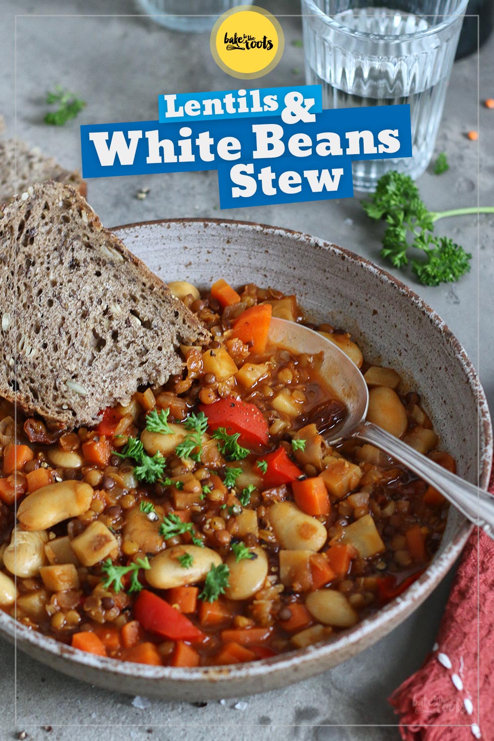 Vegan Lentil & White Bean Stew | Bake to the roots