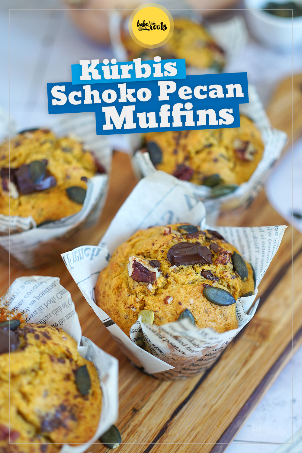 Einfache Muffins mit Kürbis, Schokolade & Pekannüssen | Bake to the roots
