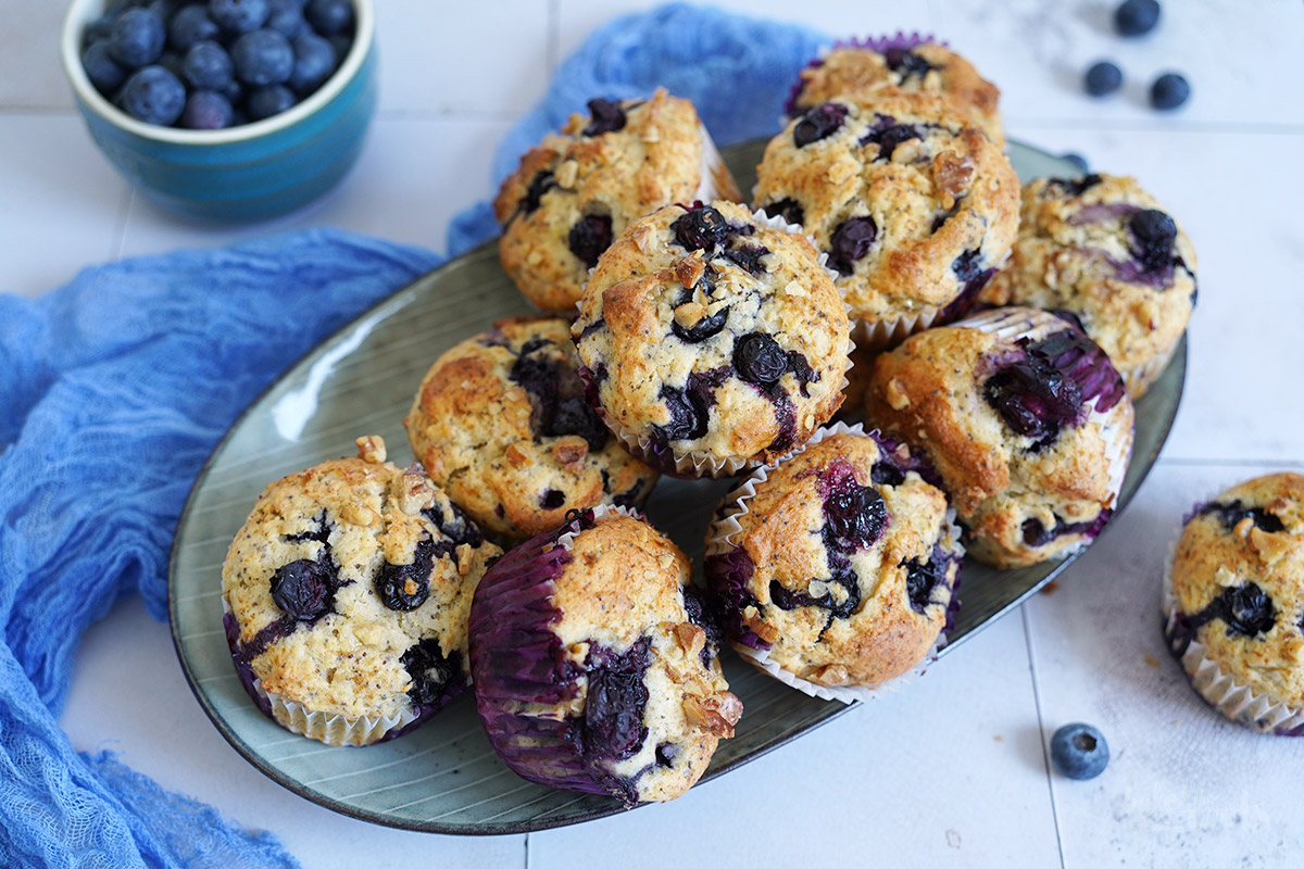 Blueberry Banana Poppy Seed Muffins | Bake to the roots