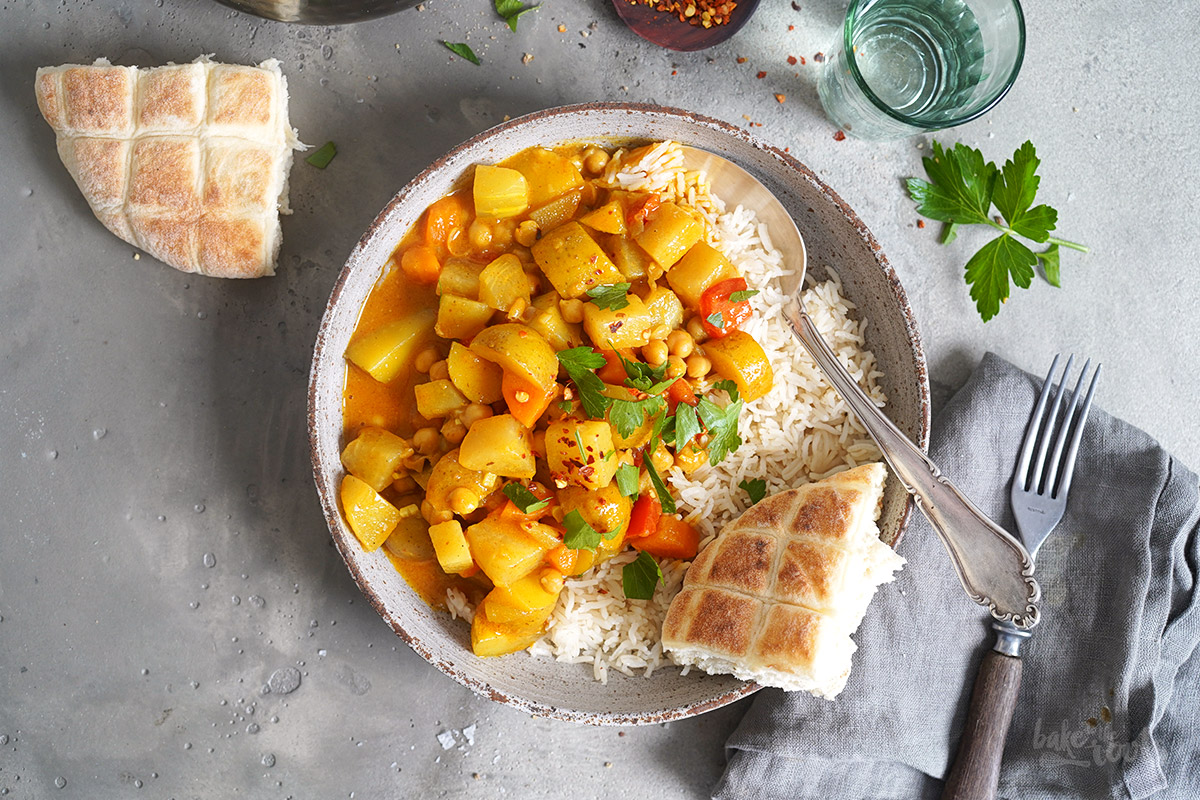 Veganes Kohlrabi & Kartoffel Curry | Bake to the roots