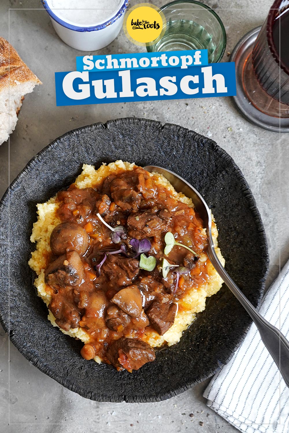 Schmortopf Gulasch mit Pilzen | Bake to the roots