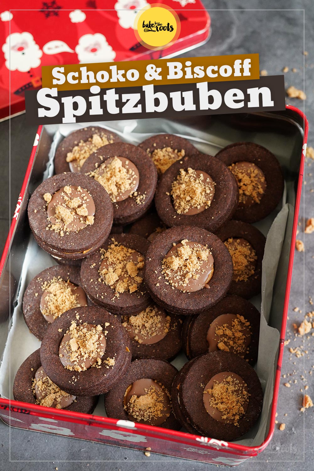 Schoko-Spitzbuben mit Biscoff & Spekulatius | Bake to the roots