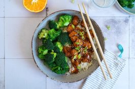Orange Tofu mit Reis (vegan) | Bake to the roots