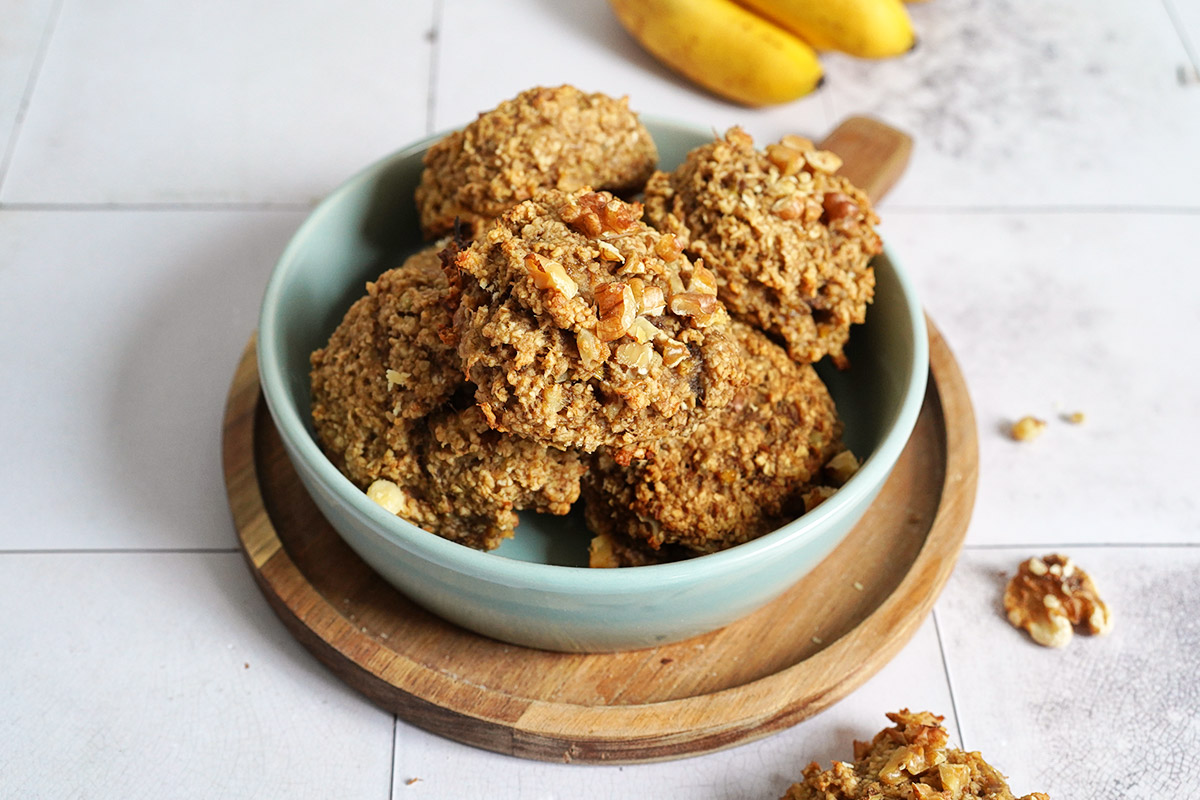 Bananen, Walnuss & Haferflocken Cookies (vegan) | Bake to the roots