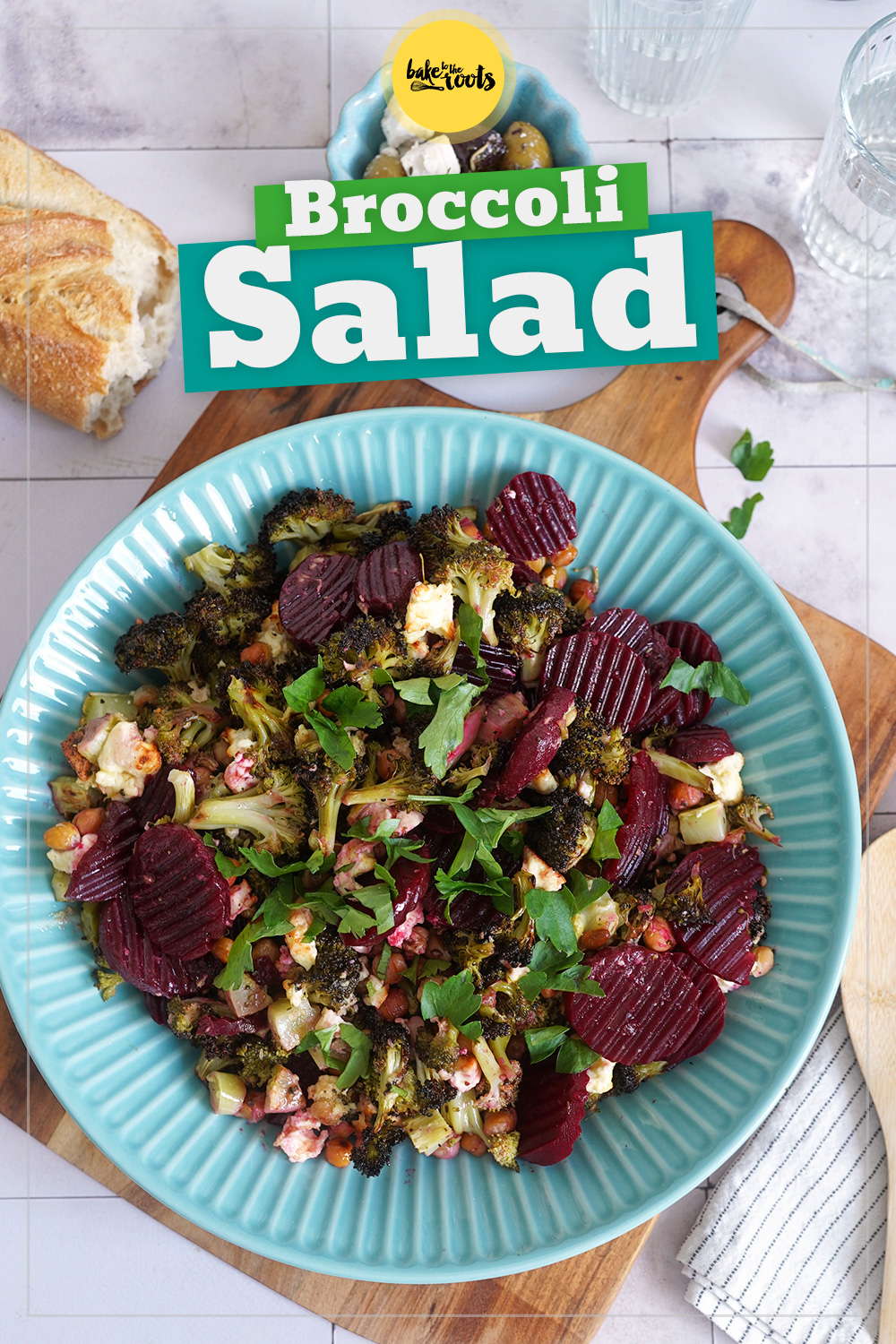 Roasted Broccoli, Chickpea & Beet Salad with Feta | Bake to the roots