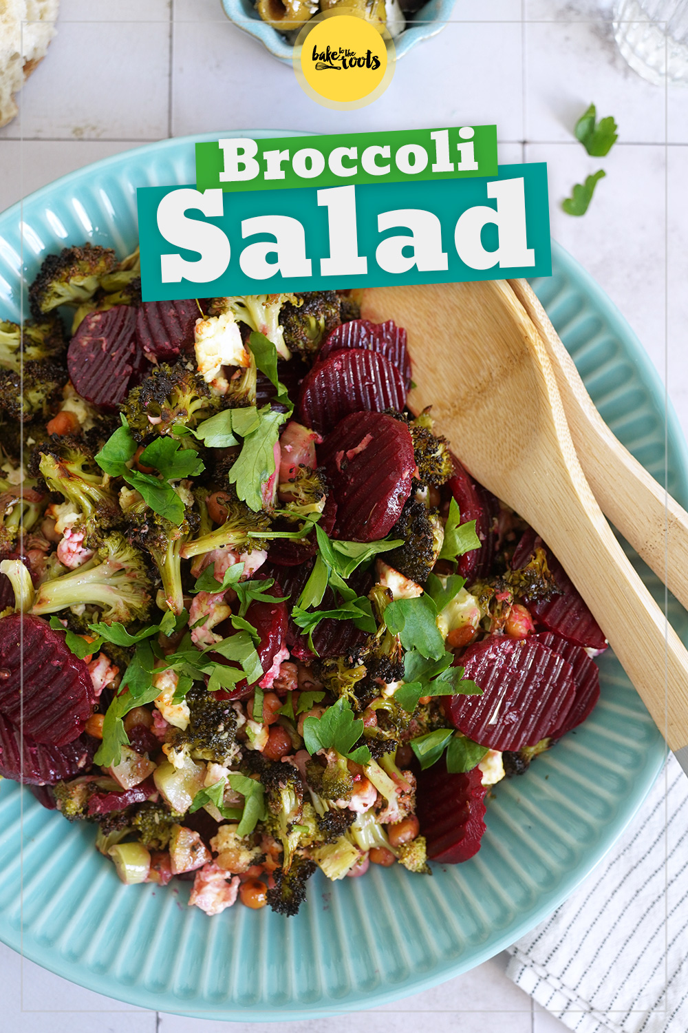 Roasted Broccoli, Chickpea & Beet Salad with Feta | Bake to the roots
