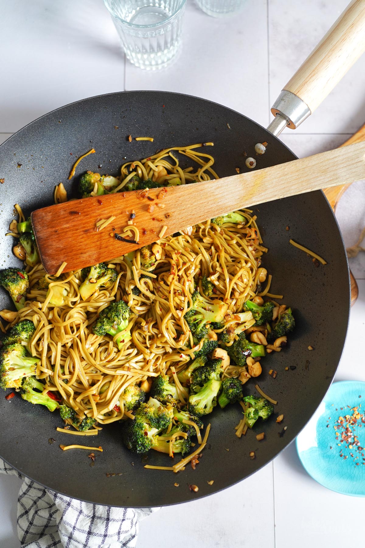 Stir-Fry Honey Broccoli Noodles | Bake to the roots