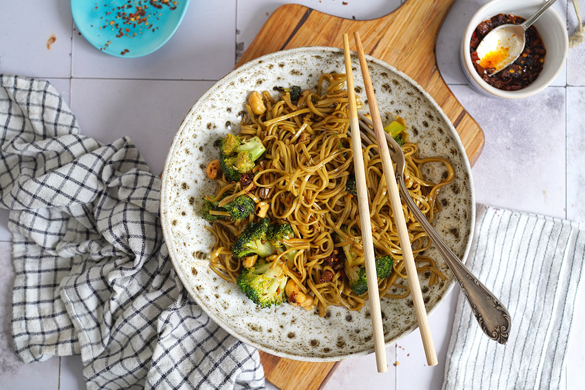 Stir-Fry Honey Broccoli Noodles | Bake to the roots