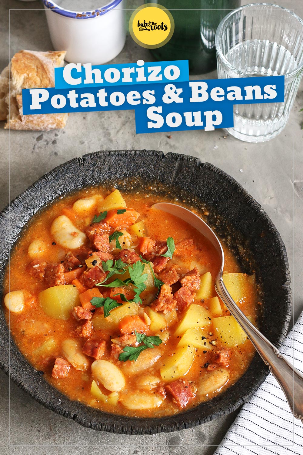 White Beans, Potato & Chorizo Soup | Bake to the roots
