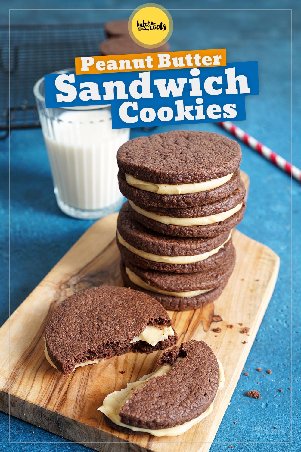 Chocolate Peanut Butter Sandwich Cookies | Bake to the roots