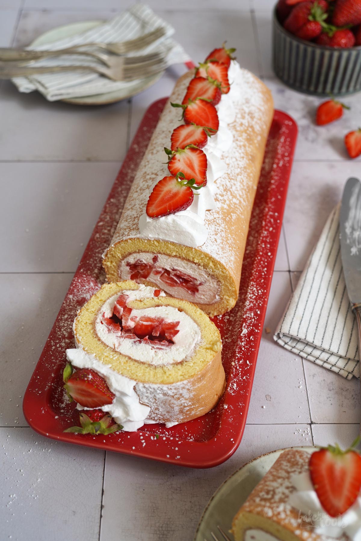 Strawberry Cake Roll | Bake to the roots