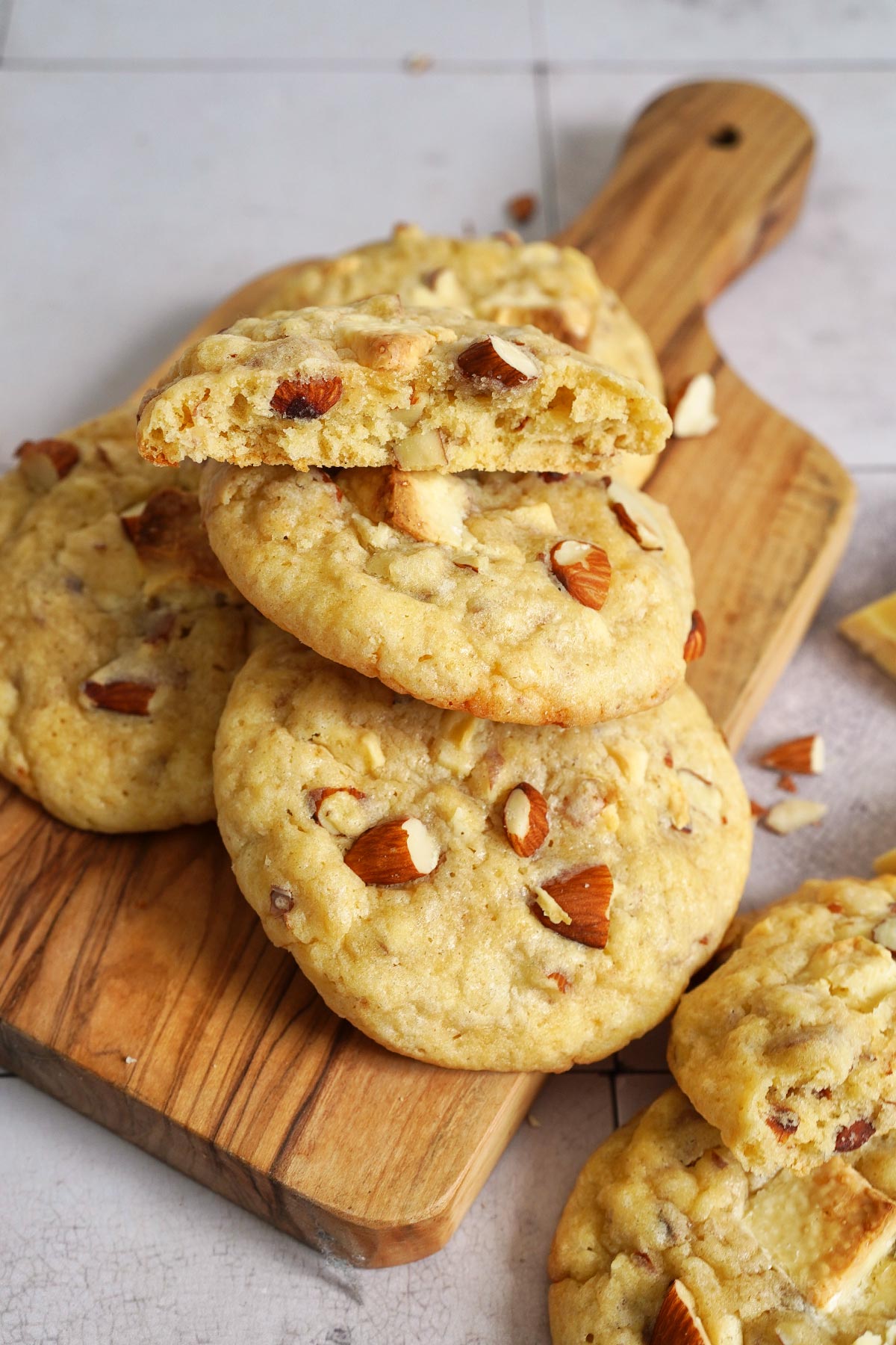 White Toblerone Honey Almond Cookies | Bake to the roots