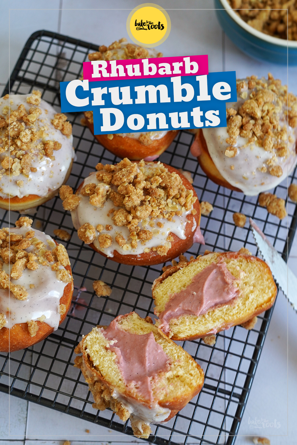 Rhabarber Streusel Donuts | Bake to the roots