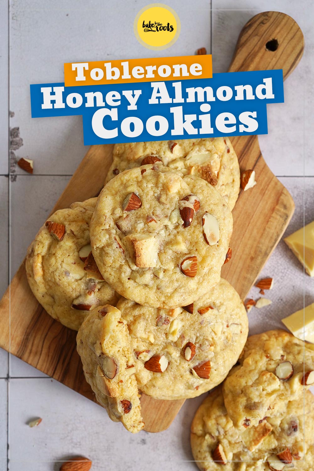 White Toblerone Honey Almond Cookies | Bake to the roots