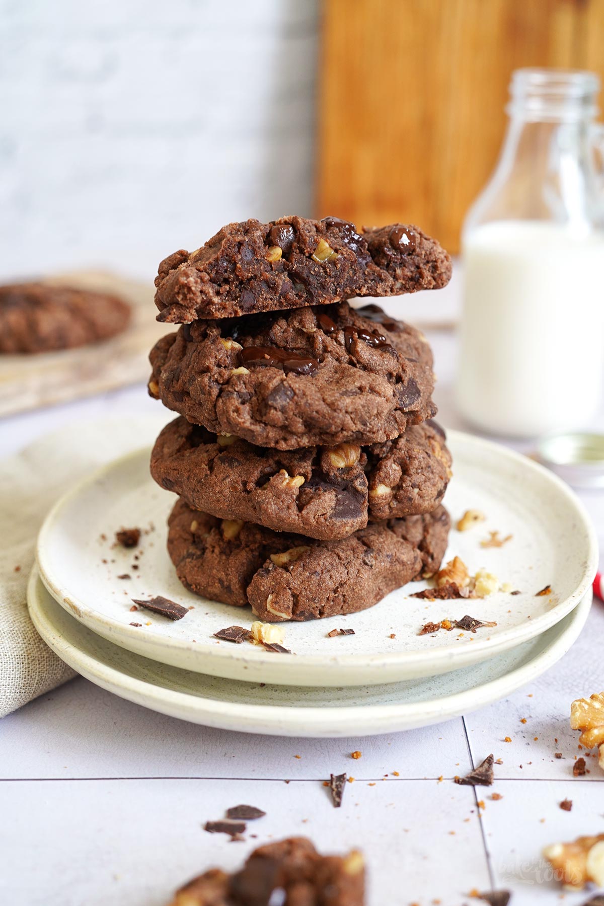 Chunky Nutty Double Chocolate Cookies | Bake to the roots