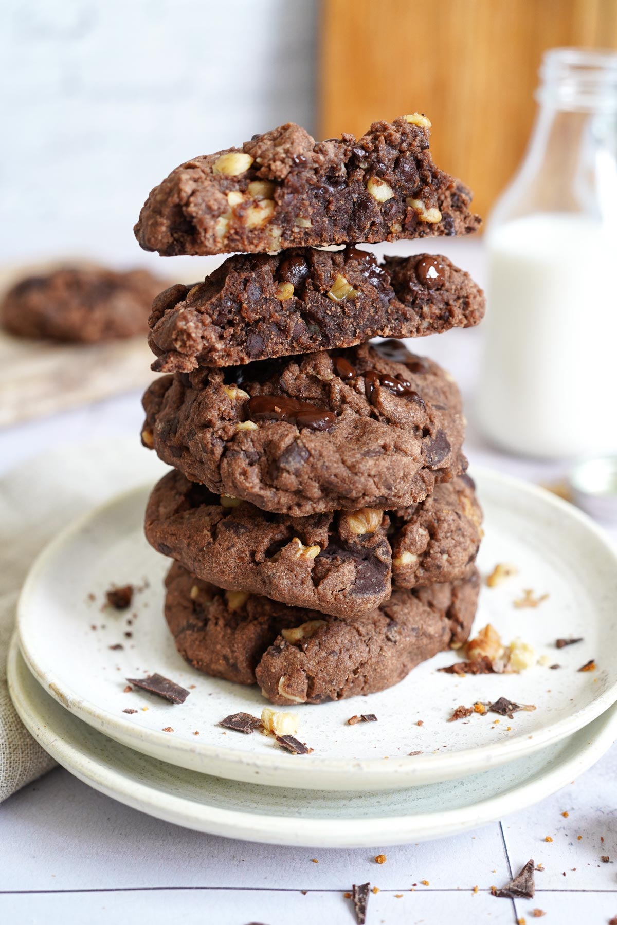 Chunky Nutty Double Chocolate Cookies | Bake to the roots
