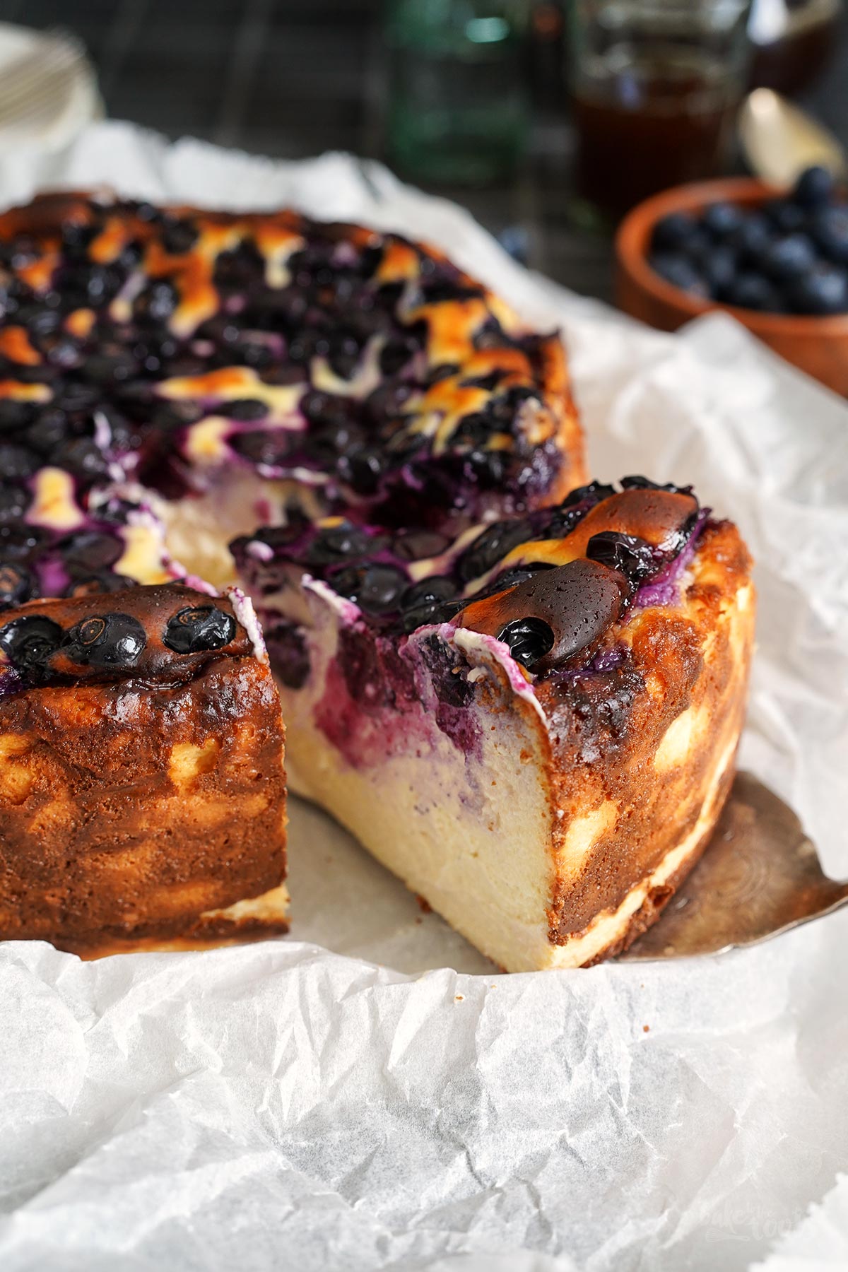 Blueberry Basque Cheesecake | Bake to the roots