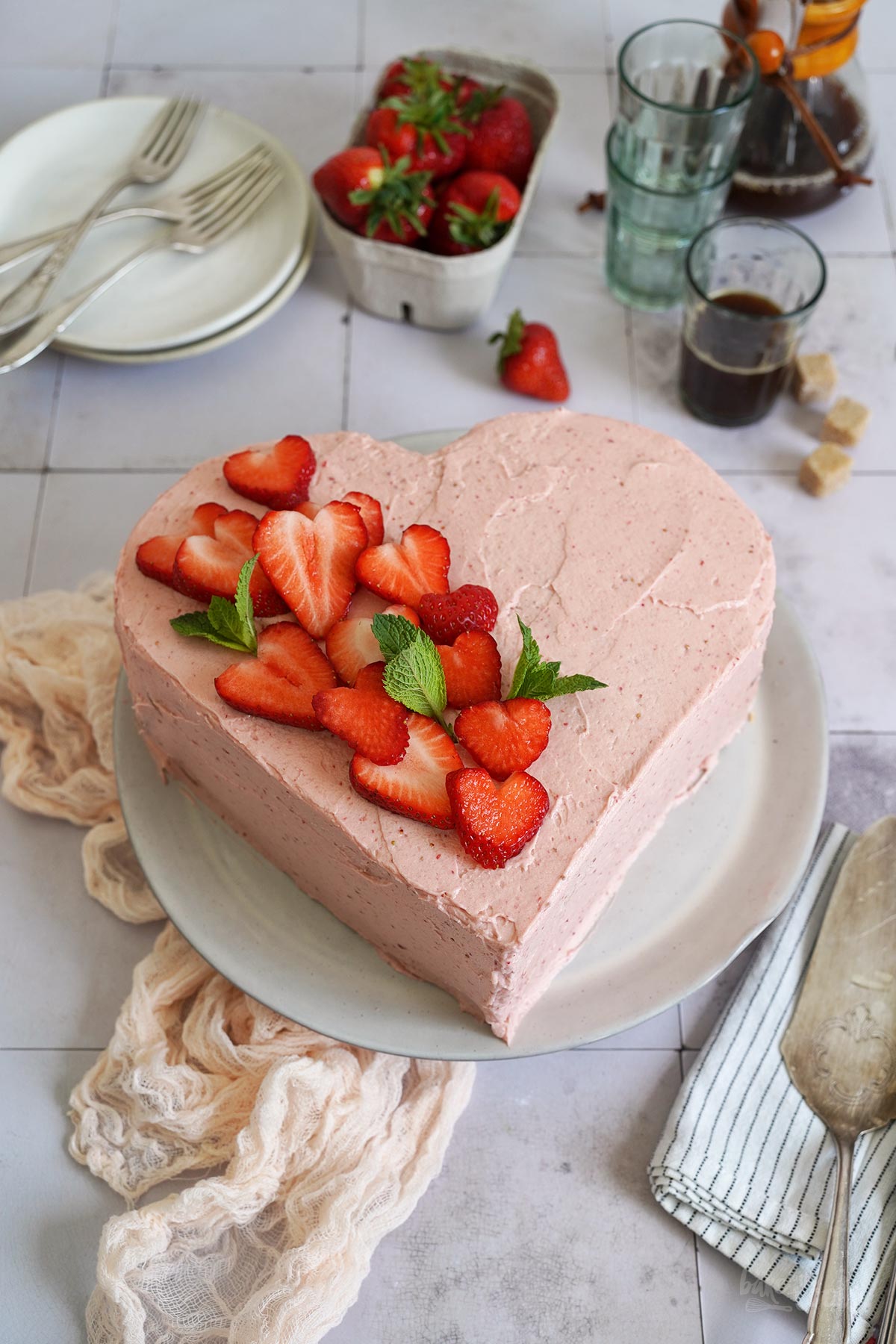 Strawberry Heart Cake | Bake to the roots