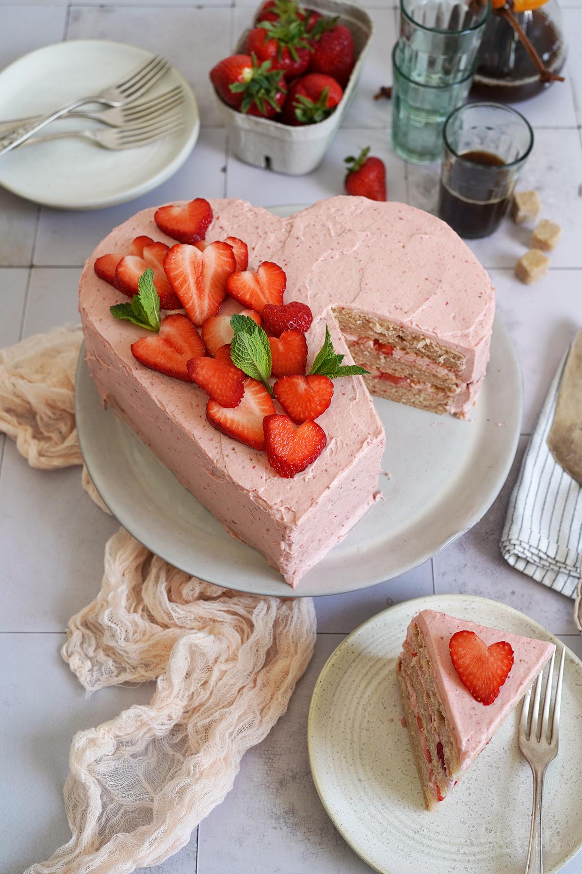 Strawberry Heart Cake | Bake to the roots