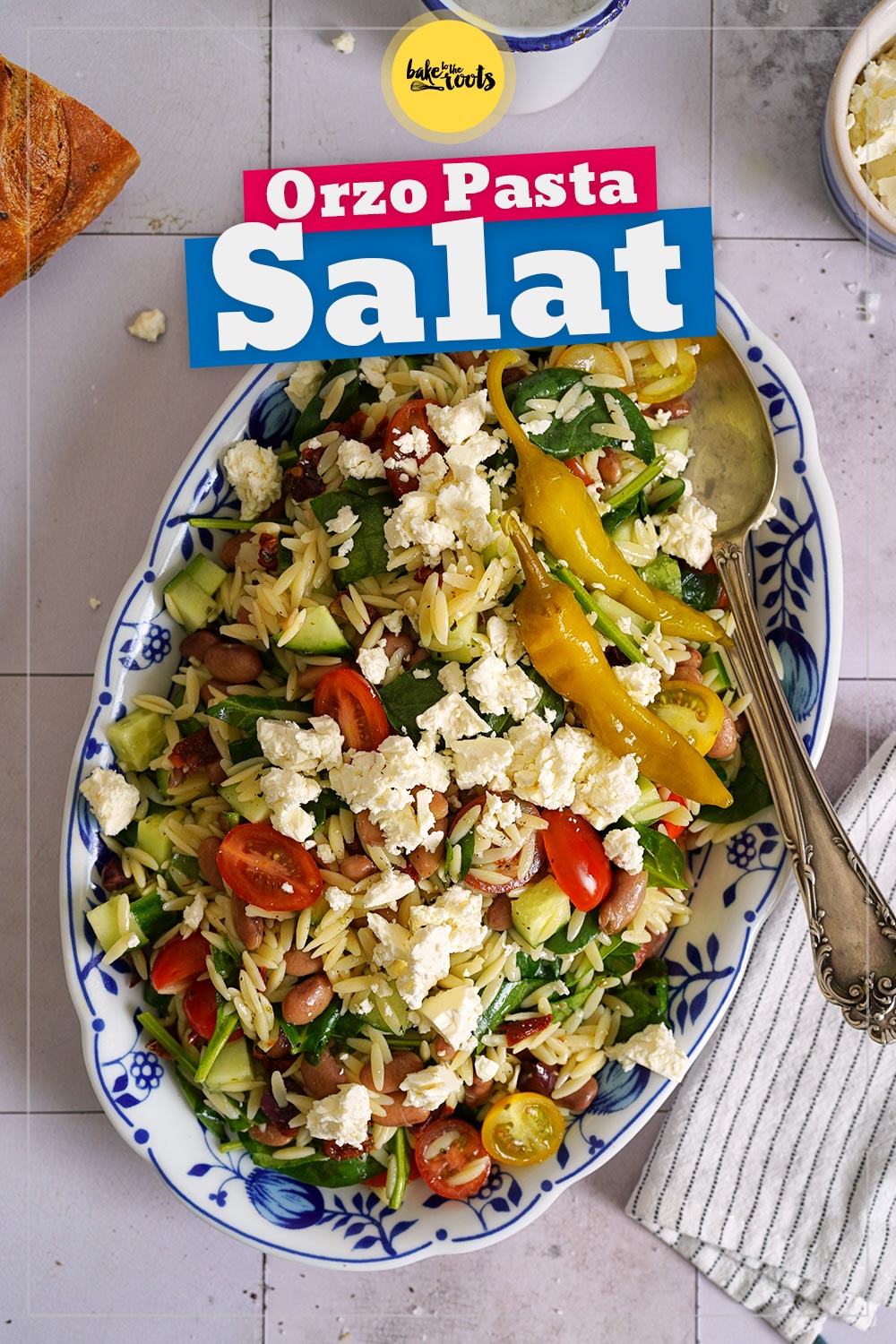 Mediterraner Orzo Pasta Salat | Bake to the roots