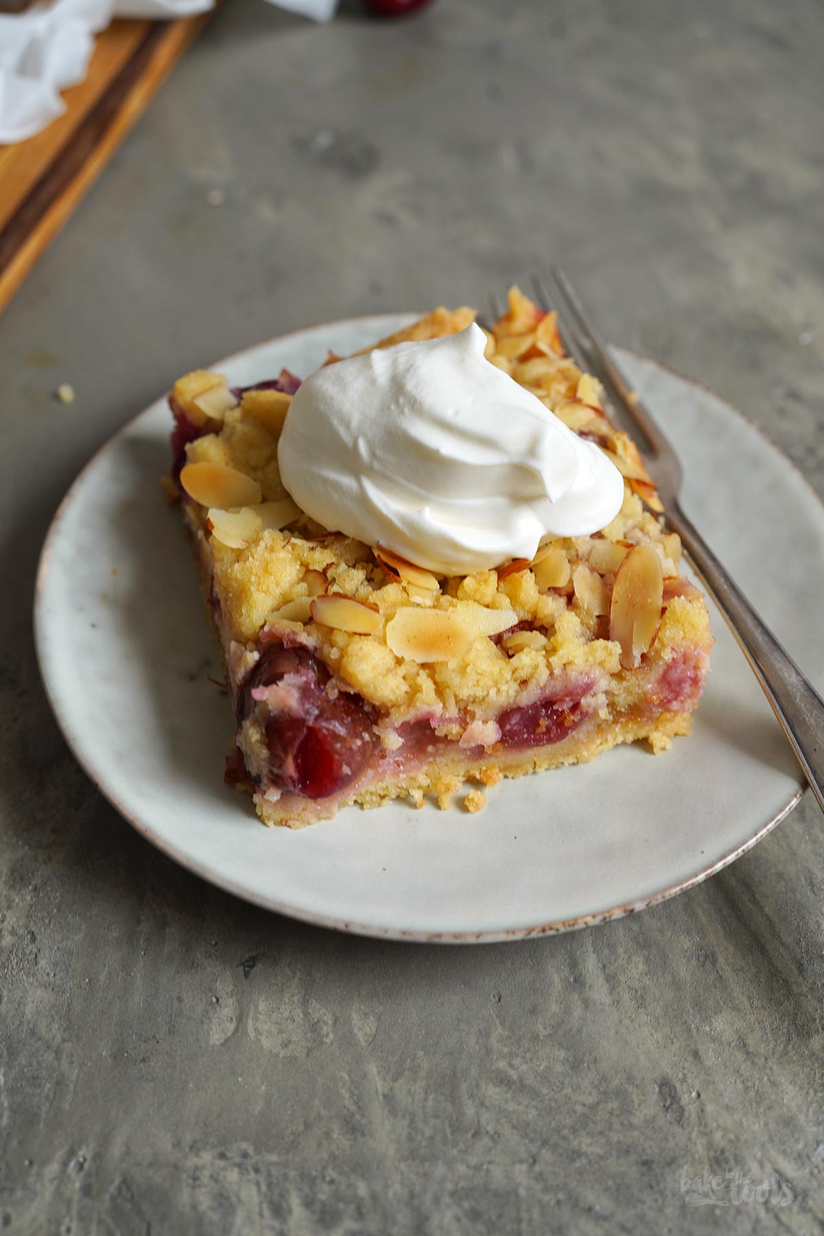 Cherry Marzipan Streusel Shortbread Bars | Bake to the roots