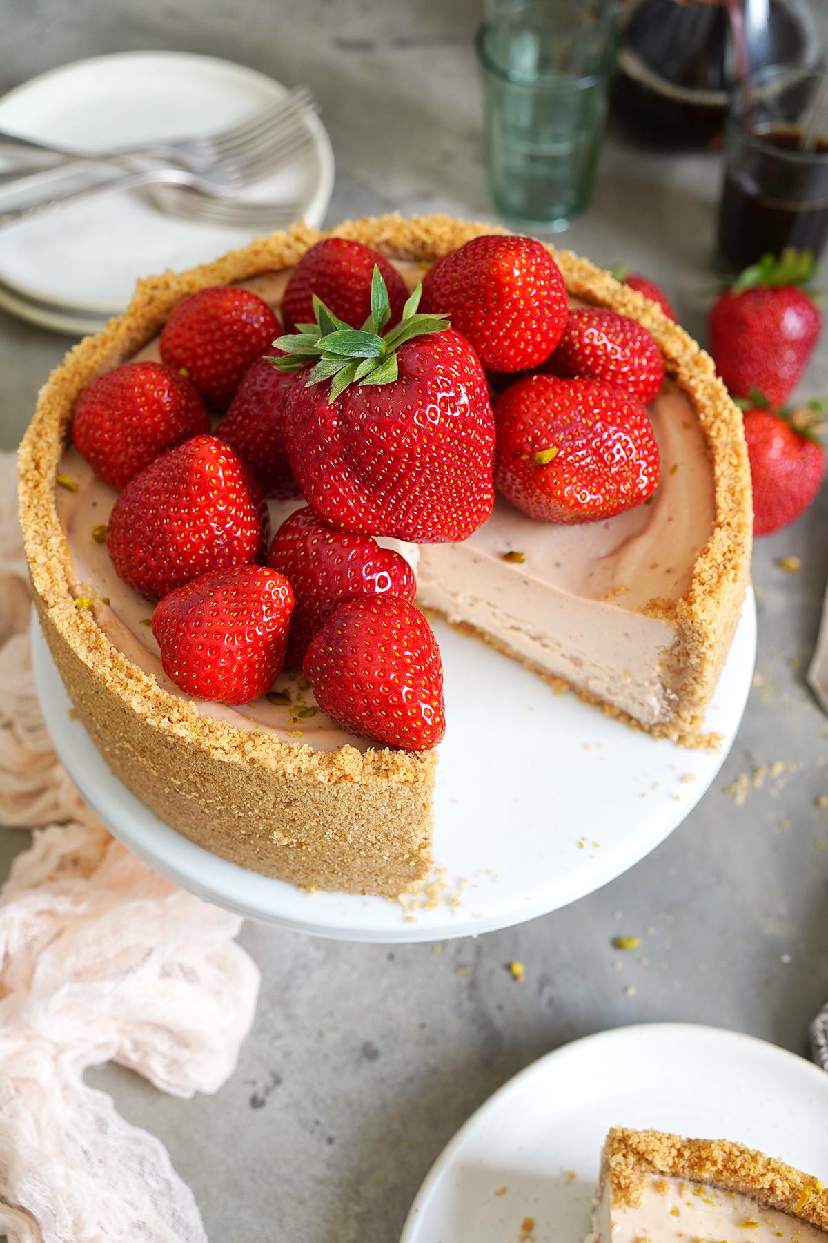 Baked Strawberry Cheesecake | Bake to the roots
