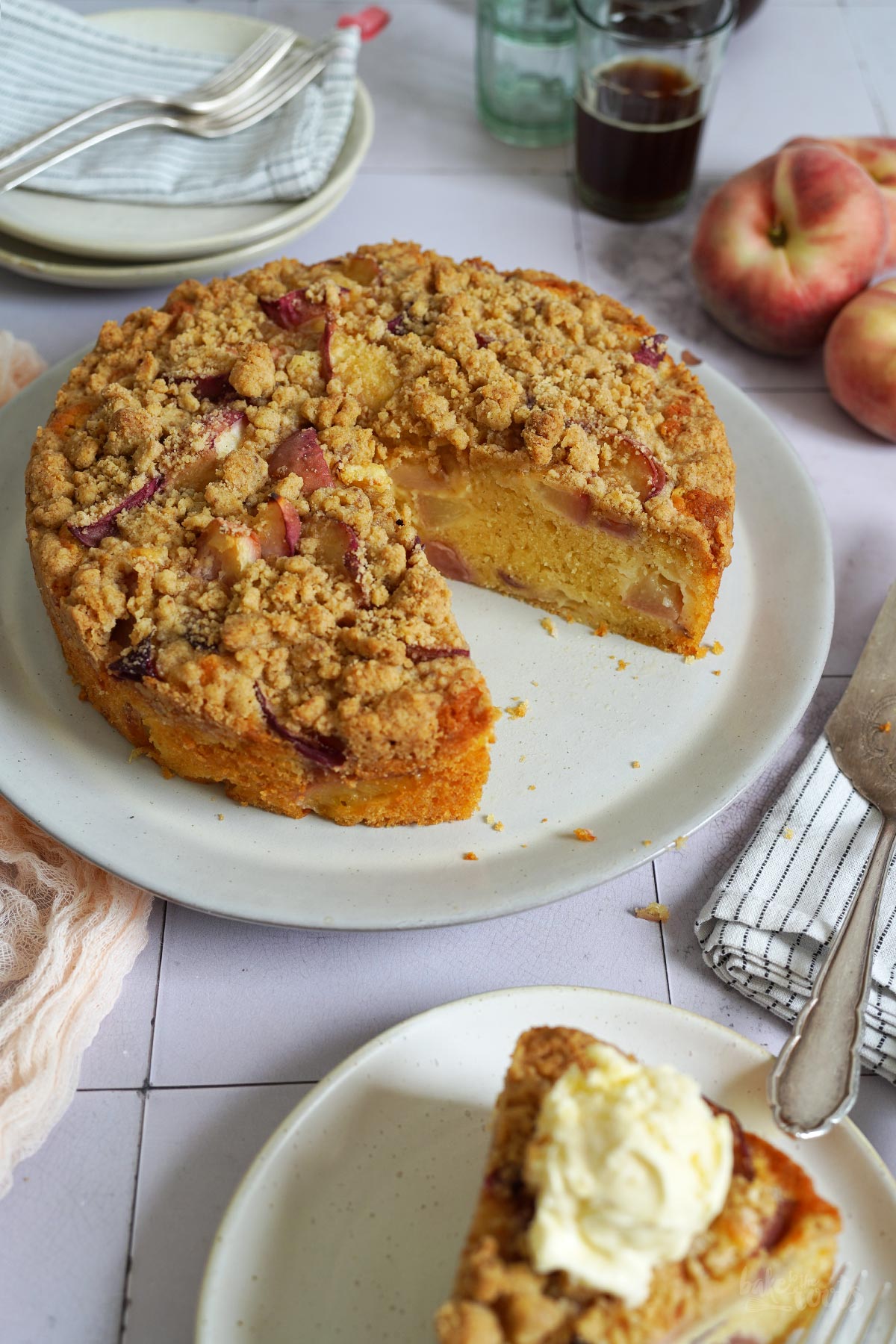 Peach Cobbler Cake | Bake to the roots