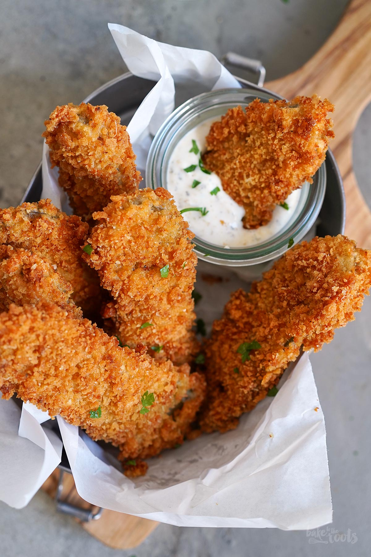 Deep-Fried Pickles mit Ranch Dip | Bake to the roots