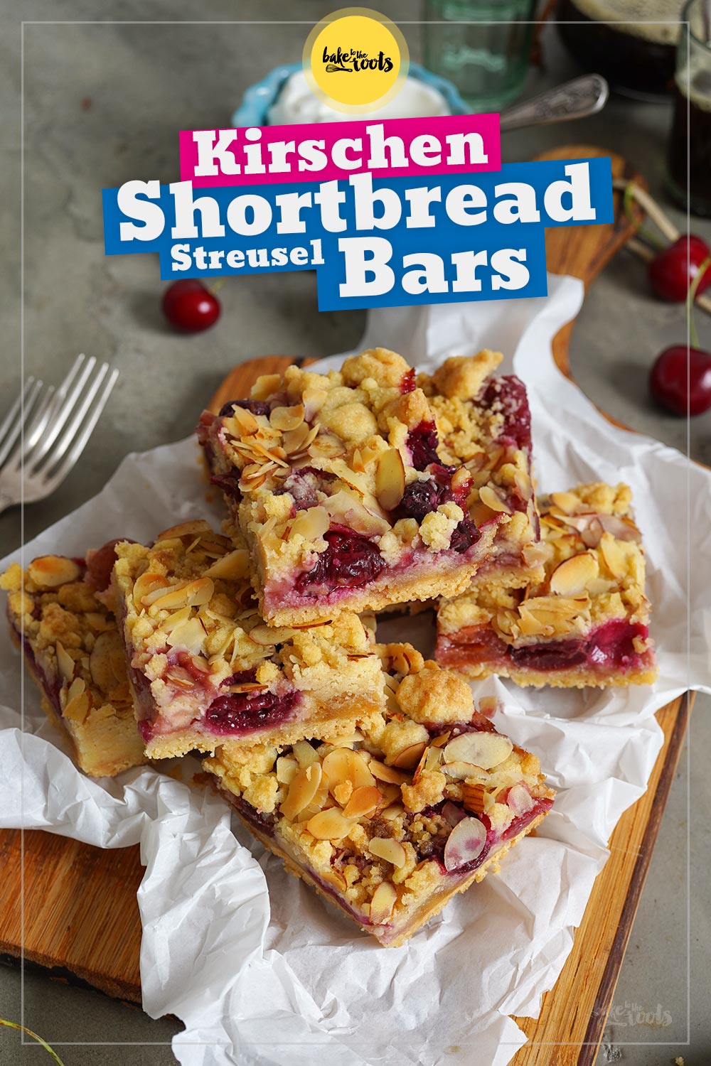 Kirschen & Marzipan Streusel Shortbread Bars | Bake to the roots