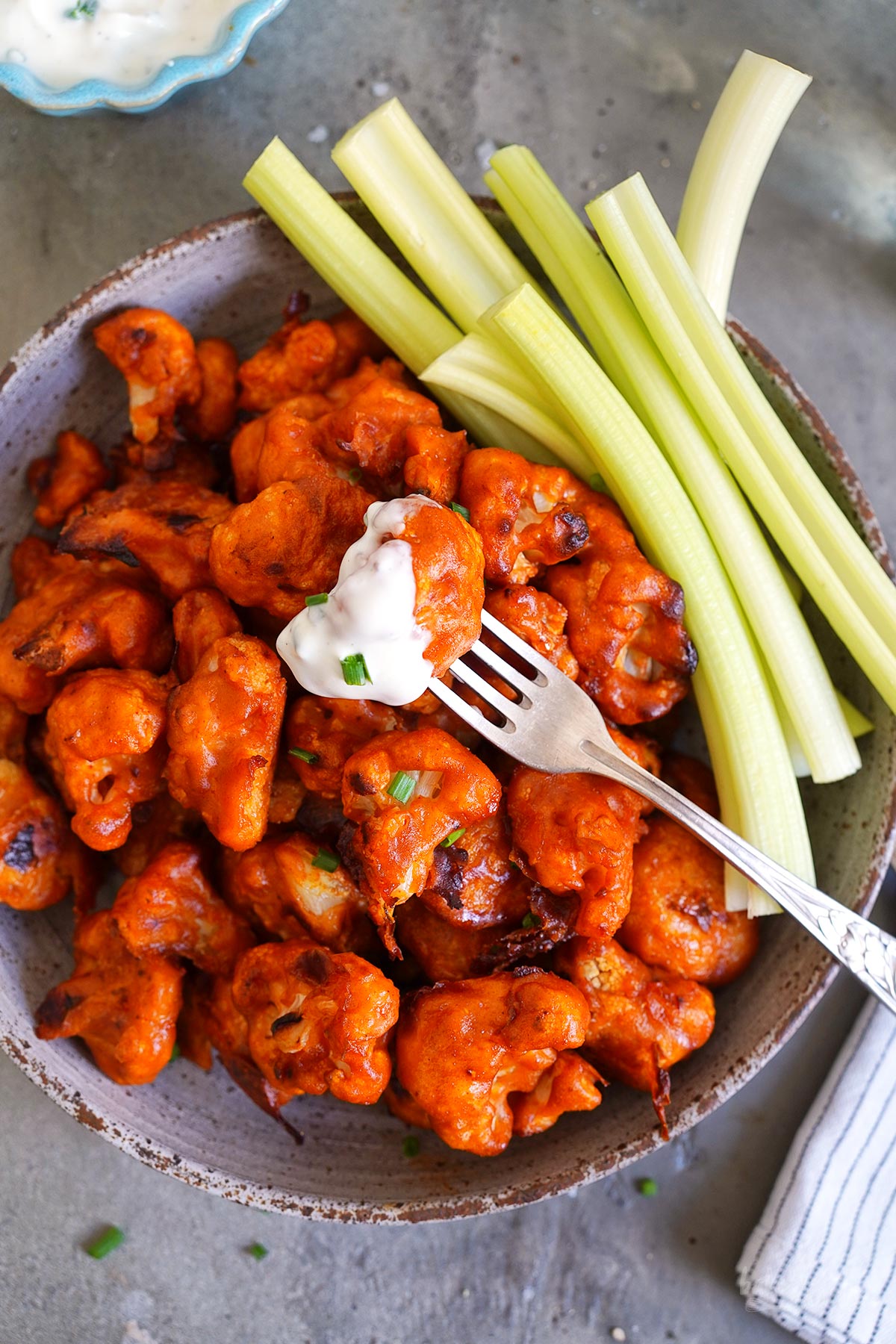 Buffalo Cauliflower with Ranch Dip | Bake to the roots