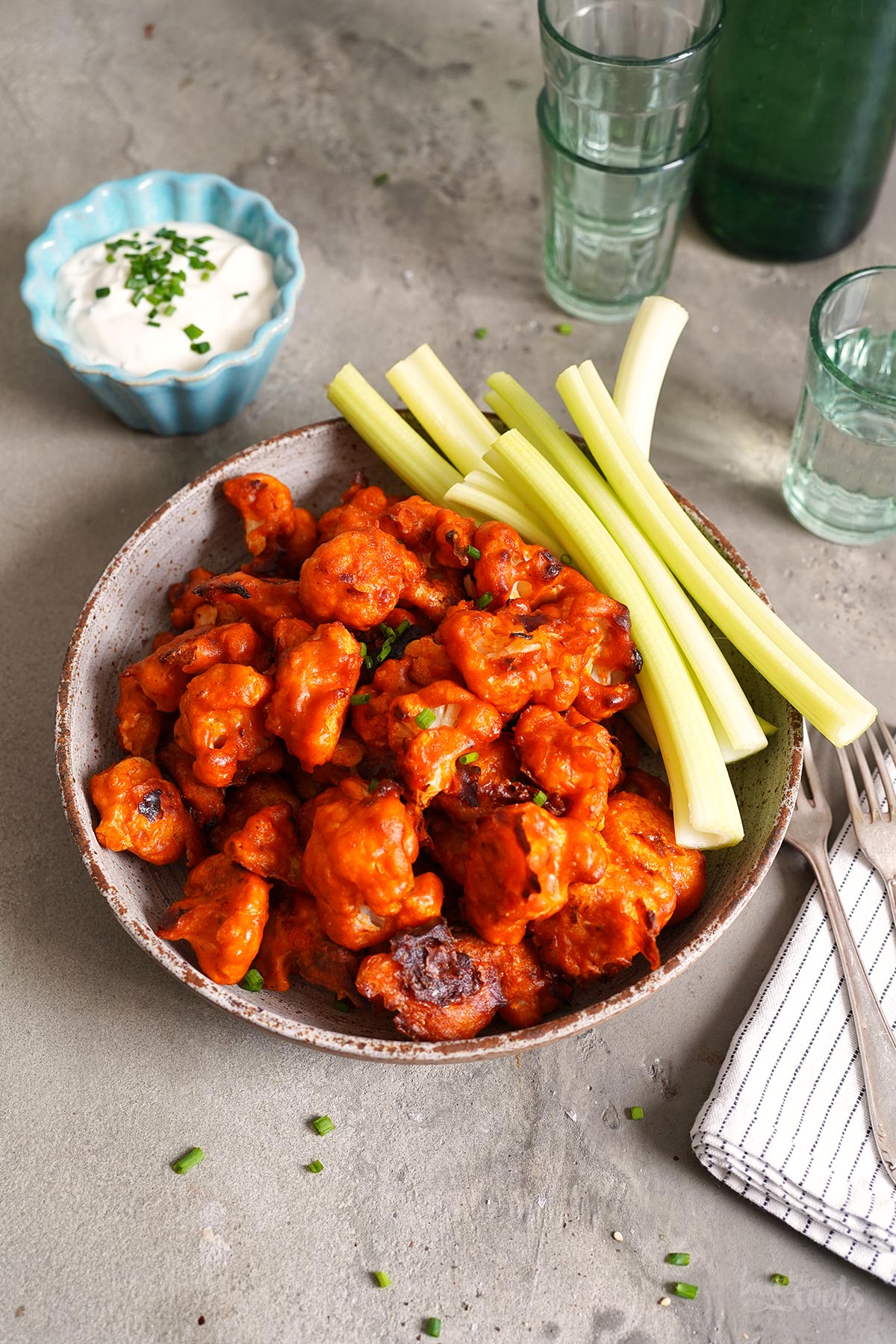 Buffalo Cauliflower with Ranch Dip | Bake to the roots