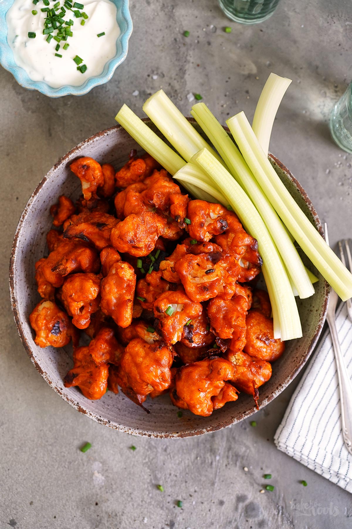 Buffalo Cauliflower with Ranch Dip | Bake to the roots