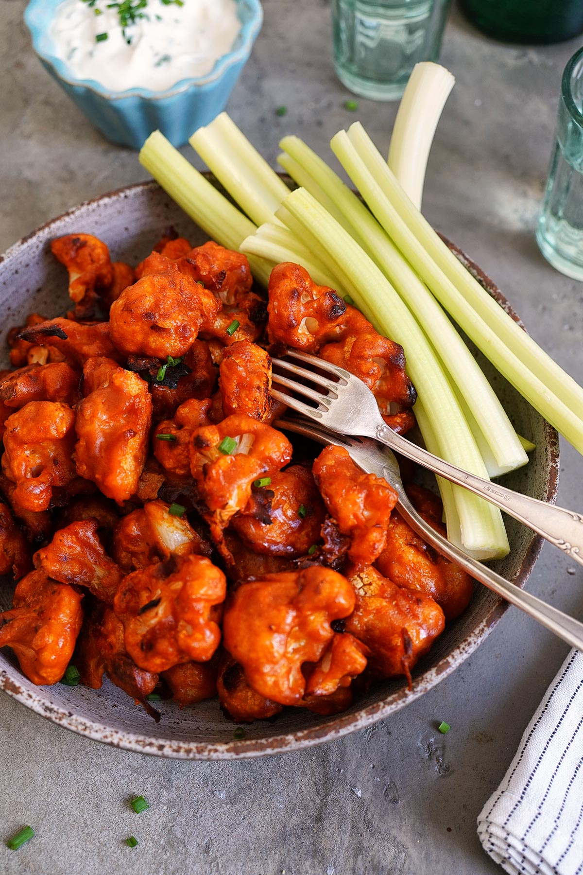 Buffalo Cauliflower with Ranch Dip | Bake to the roots