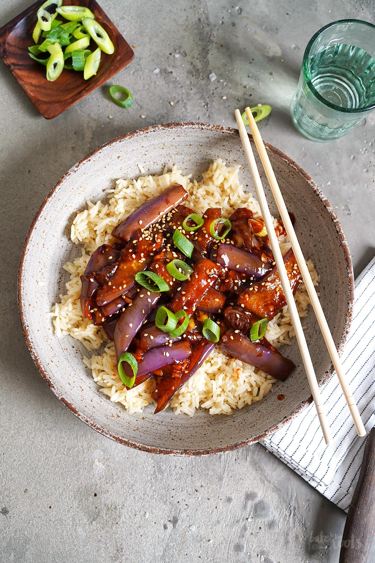 Gochujang Auberginen mit Reis | Bake to the roots