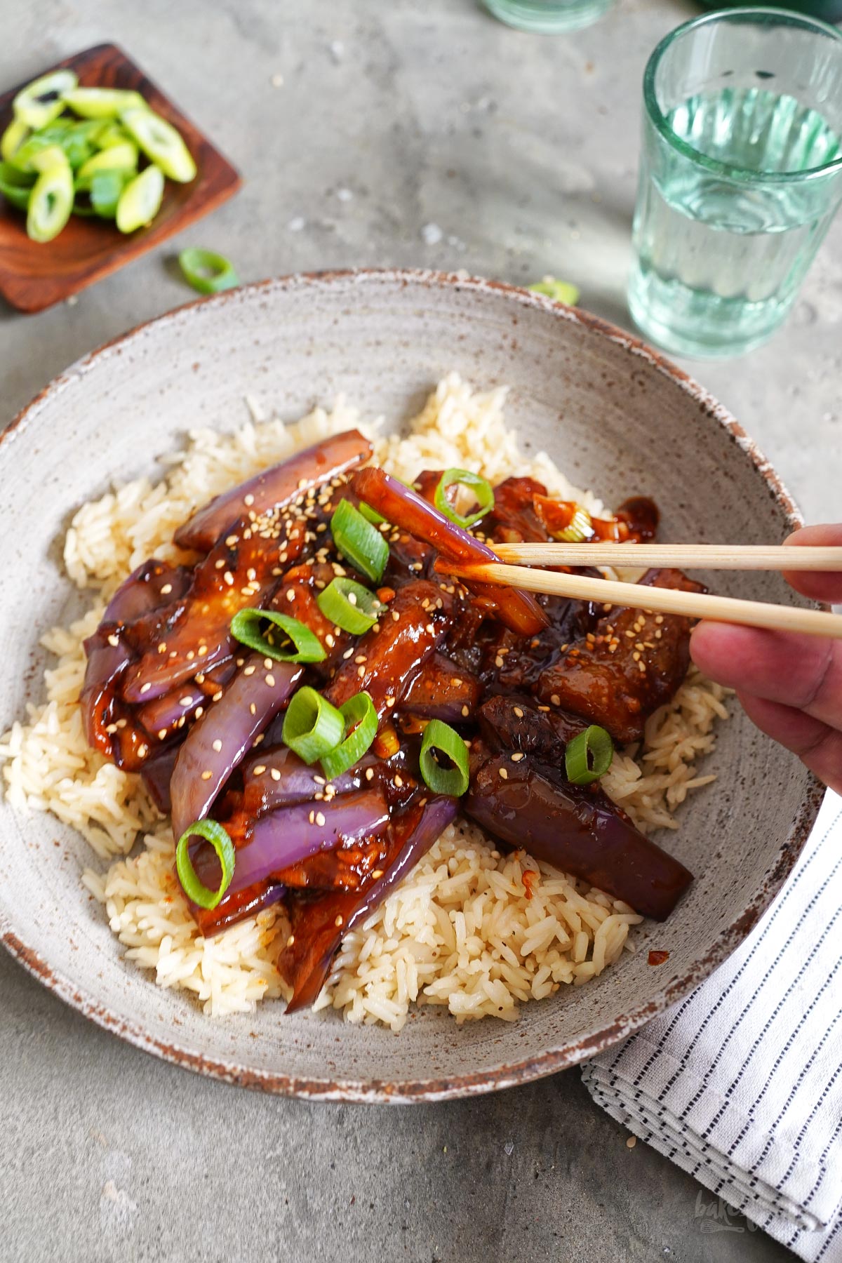 Gochujang Auberginen mit Reis | Bake to the roots