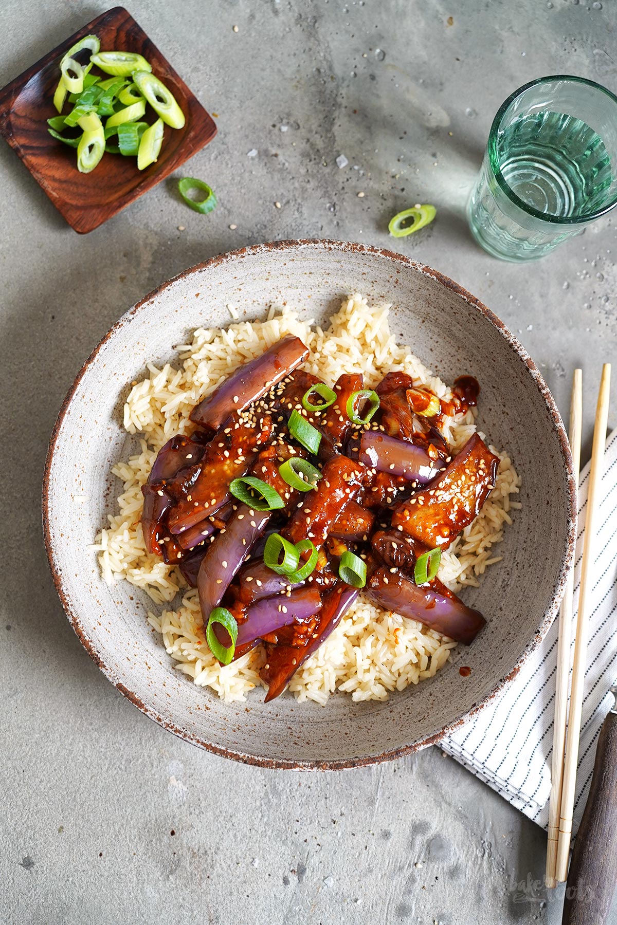 Gochujang Auberginen mit Reis | Bake to the roots