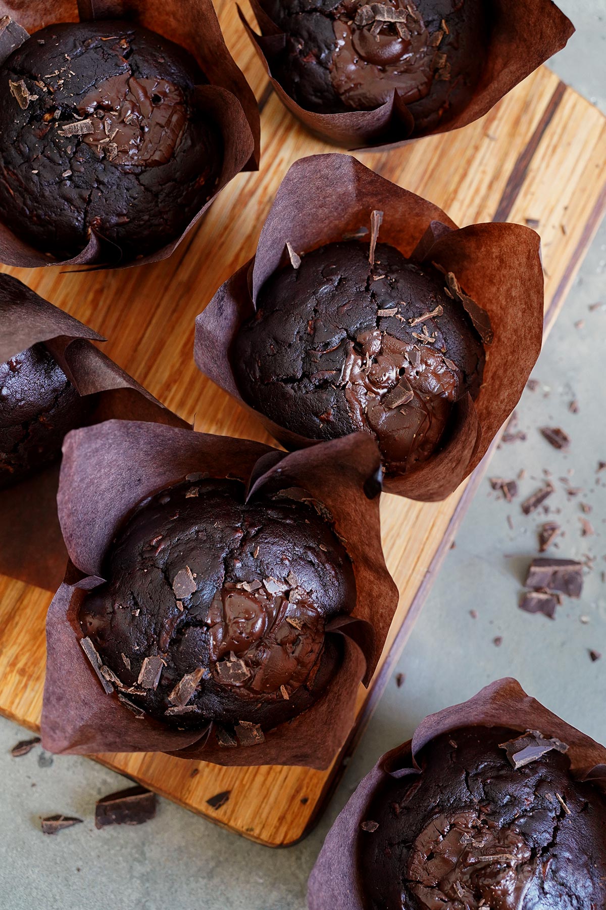 Double Chocolate Zucchini Muffins | Bake to the roots