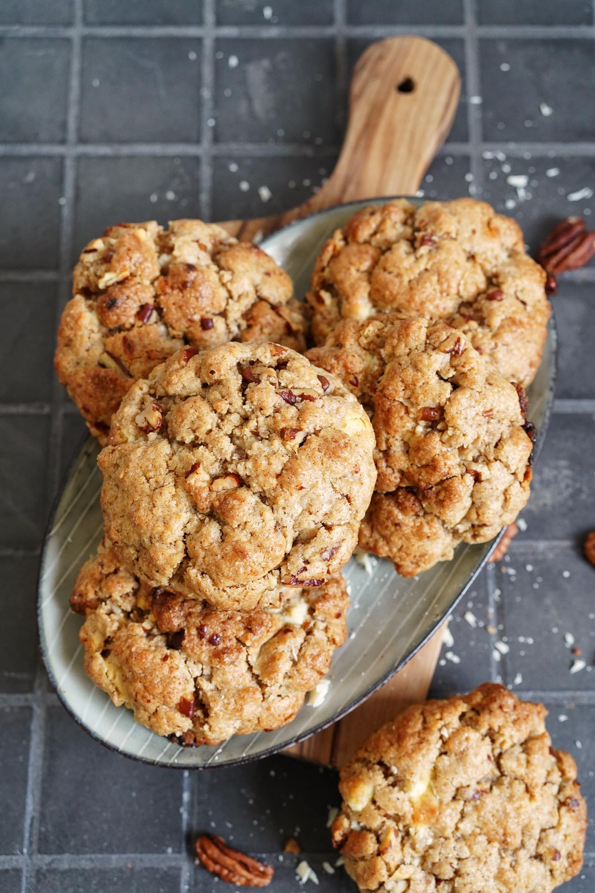 (NY Style) Pumpkin Pie Spice Pecan White Chocolate Cookies | Bake to the roots
