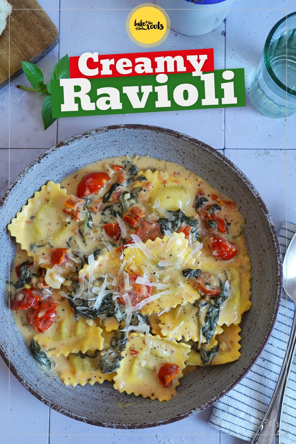 Ravioli mit Tomaten & Spinat | Bake to the roots