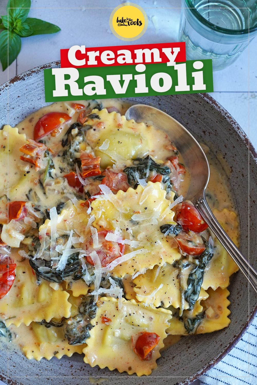Ravioli mit Tomaten & Spinat | Bake to the roots
