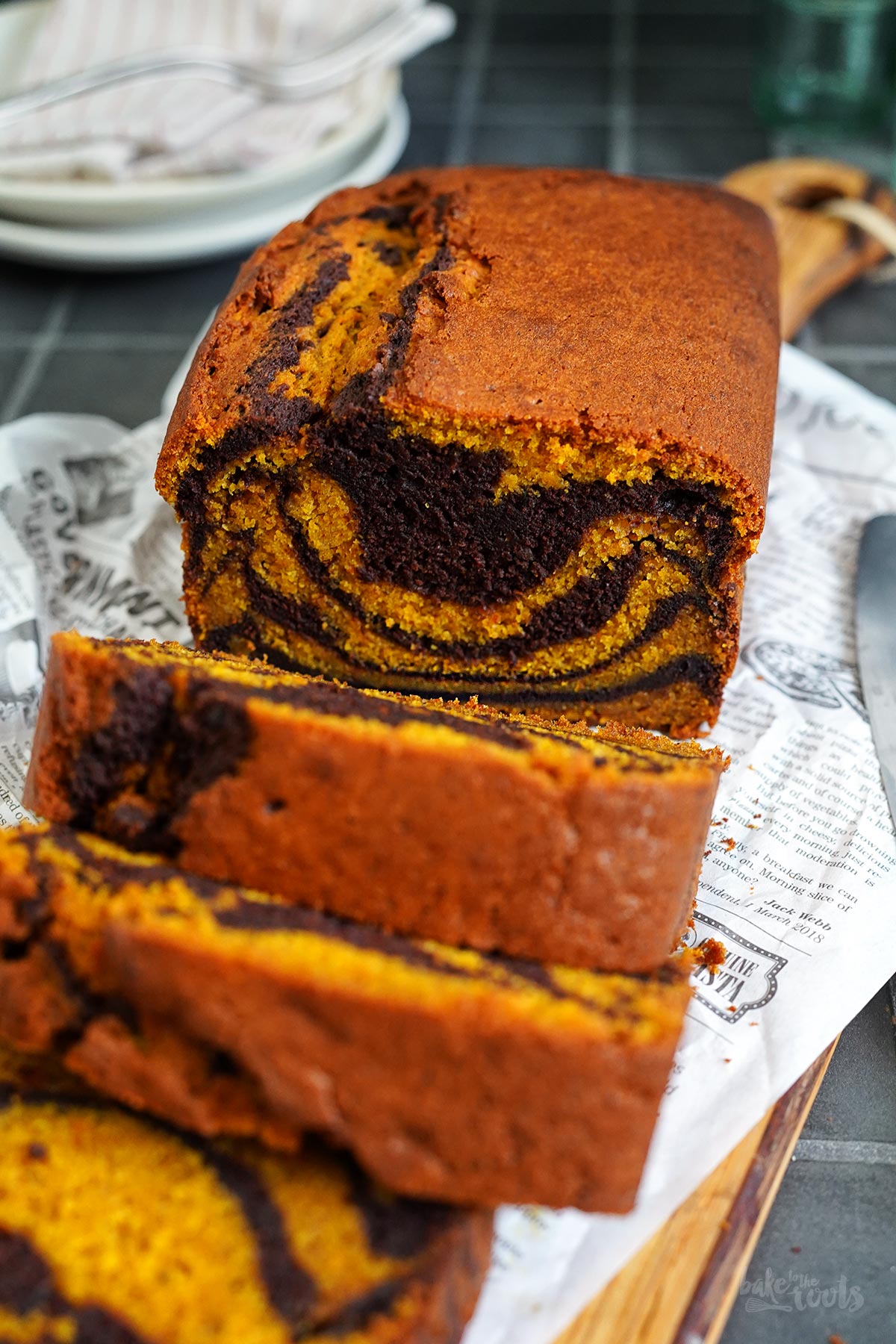 Pumpkin Chocolate Marble Cake (Tiger Cake) | Bake to the roots