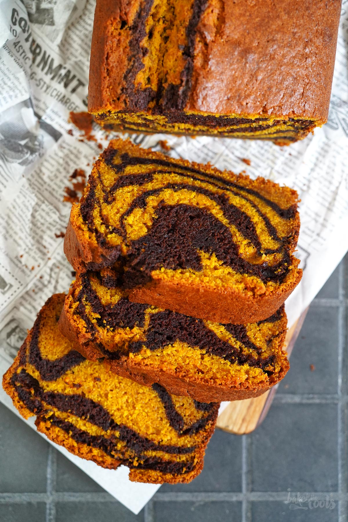 Pumpkin Chocolate Marble Cake (Tiger Cake) | Bake to the roots