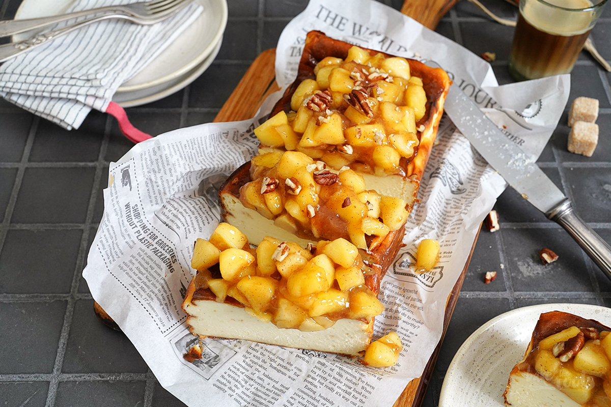 Easy Basque Cheesecake with Apple Topping