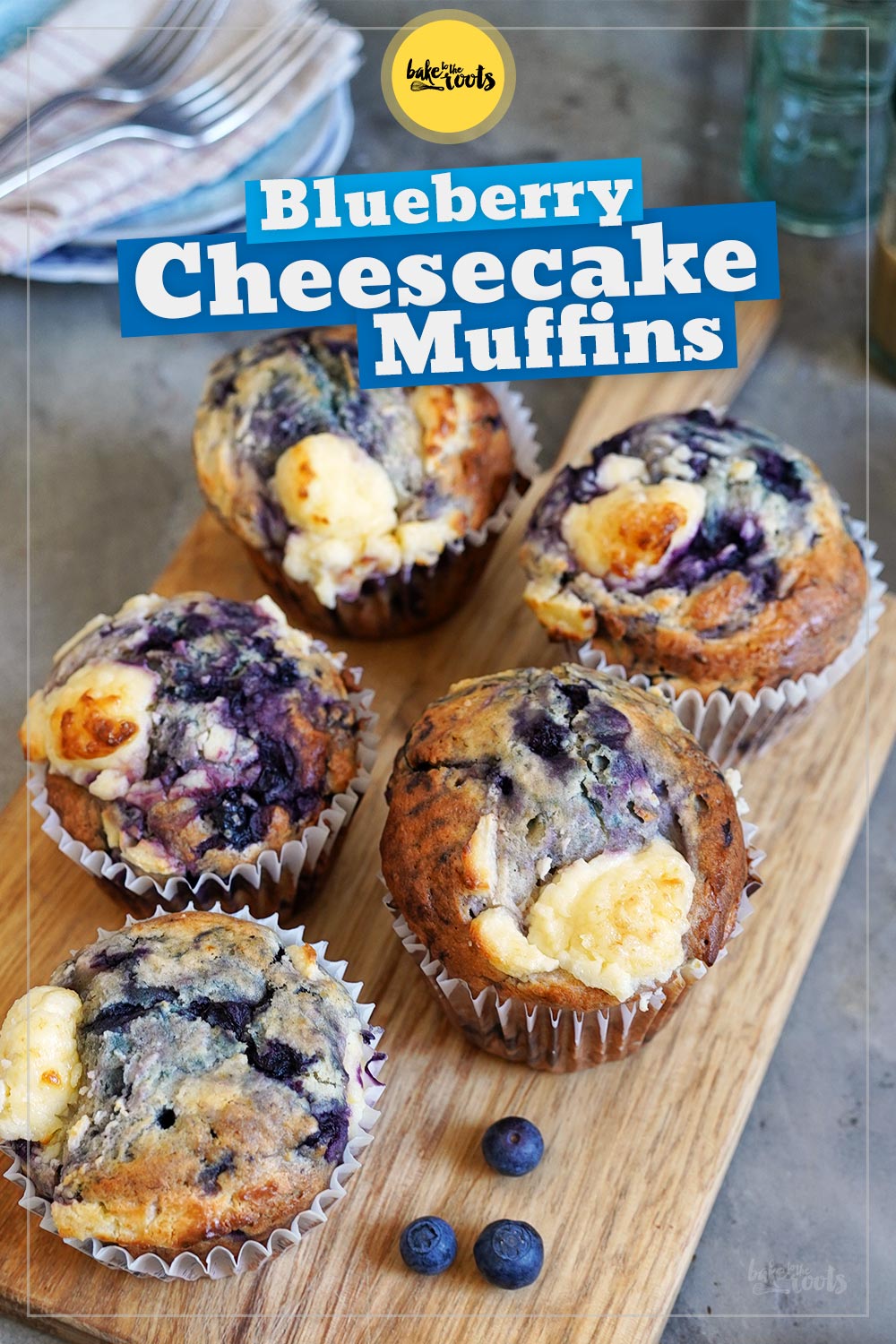 XL Blaubeeren Cheesecake Muffins | Bake to the roots